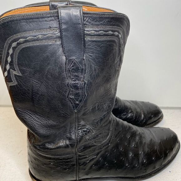 LUCCHESE 2000, MEN'S OSTRICH BOOTS, SIZE: 10D COLOR: BLACK, - Picture 3 of 9